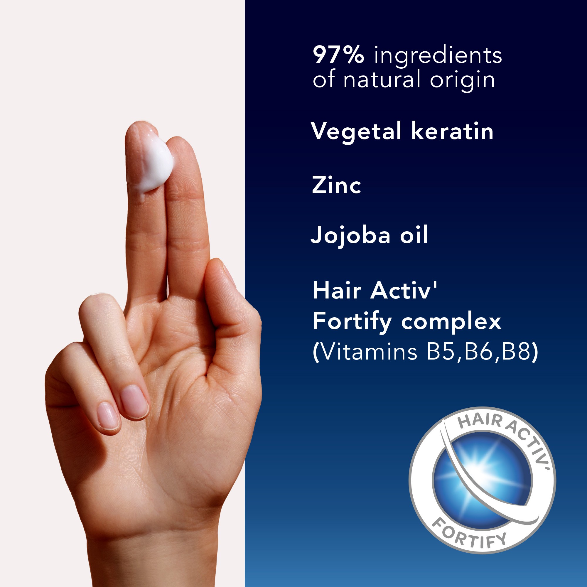 Composition of the Forcapil® Keratin Dual-use care mask